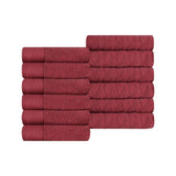 Turkish Cotton Jacquard Herringbone and Solid 12 Piece Face Towel Set - Face Towel by Superior