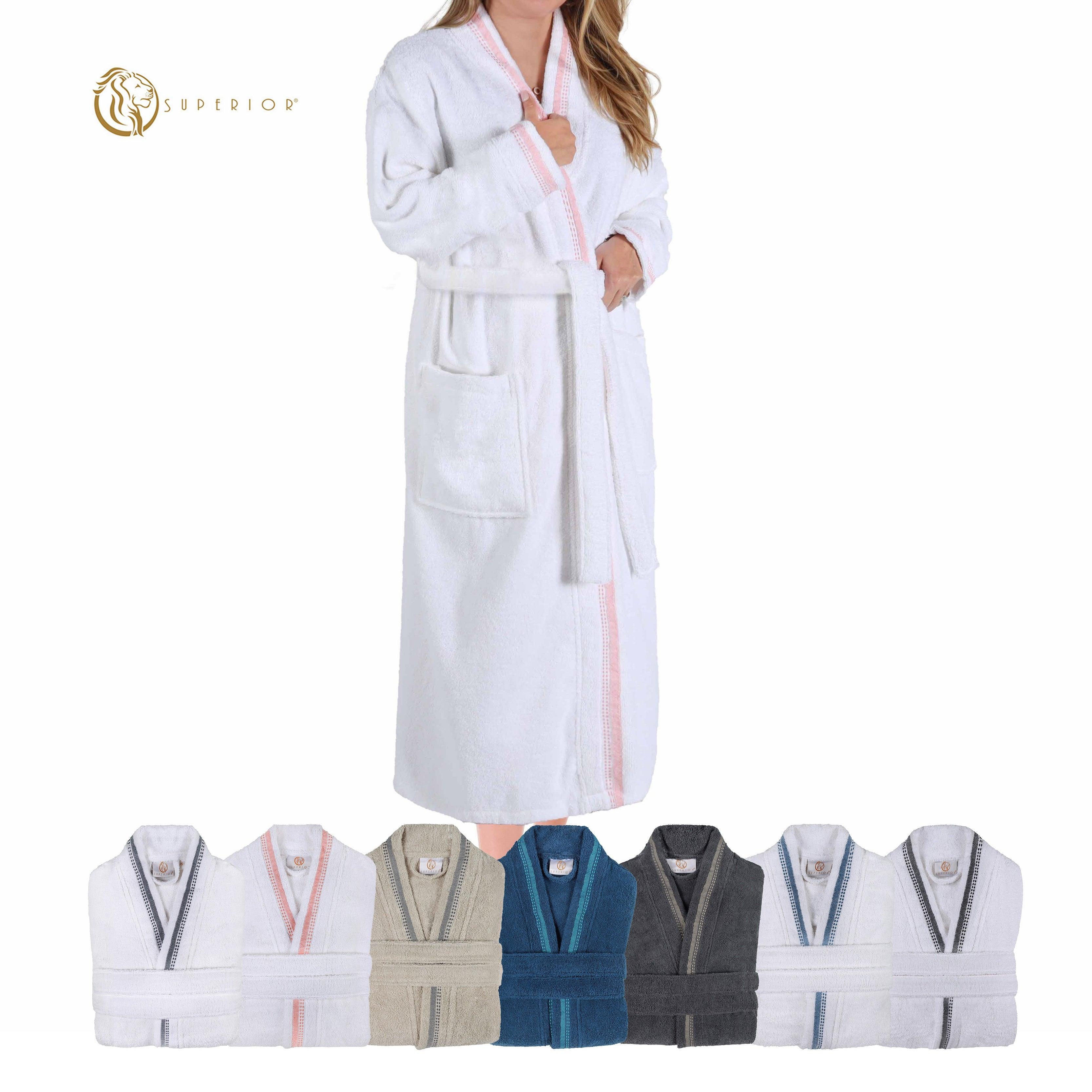 Turkish Cotton Terry Kimono Embroidered Super-Soft Unisex Bathrobe - Bath Robe by Superior Brand