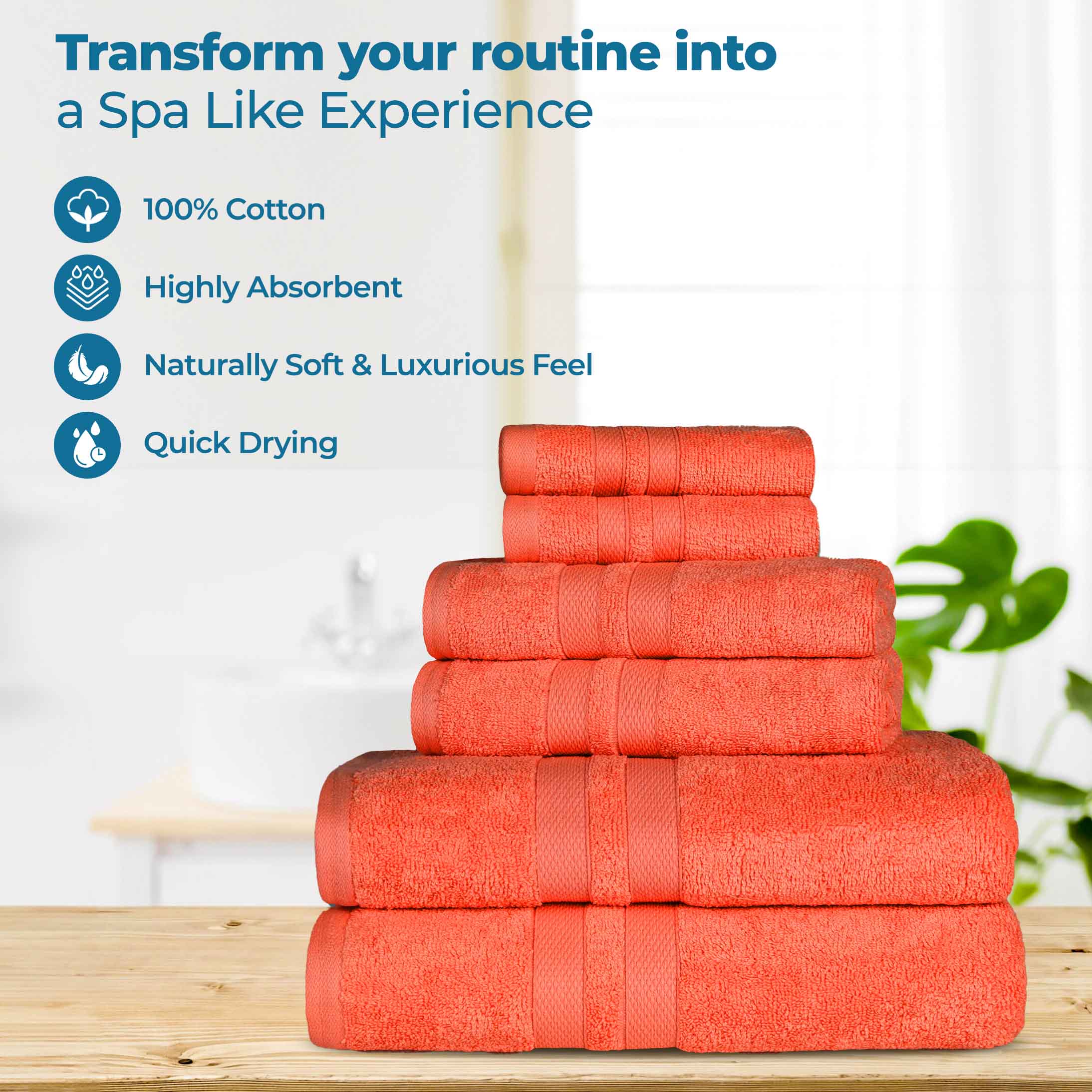 Ultra Soft Cotton Absorbent Solid Assorted 6 Piece Towel Set - Towel Set by Superior