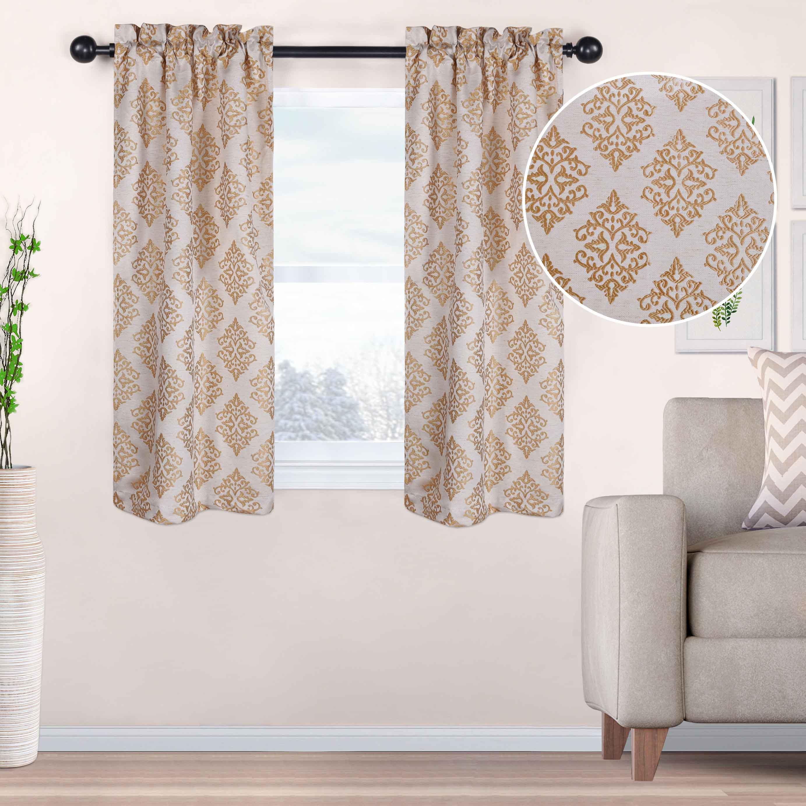 Venetian Damask Jacquard Grommet Traditional Curtain Panel Set - Semi Sheer Curtains by Superior Brand