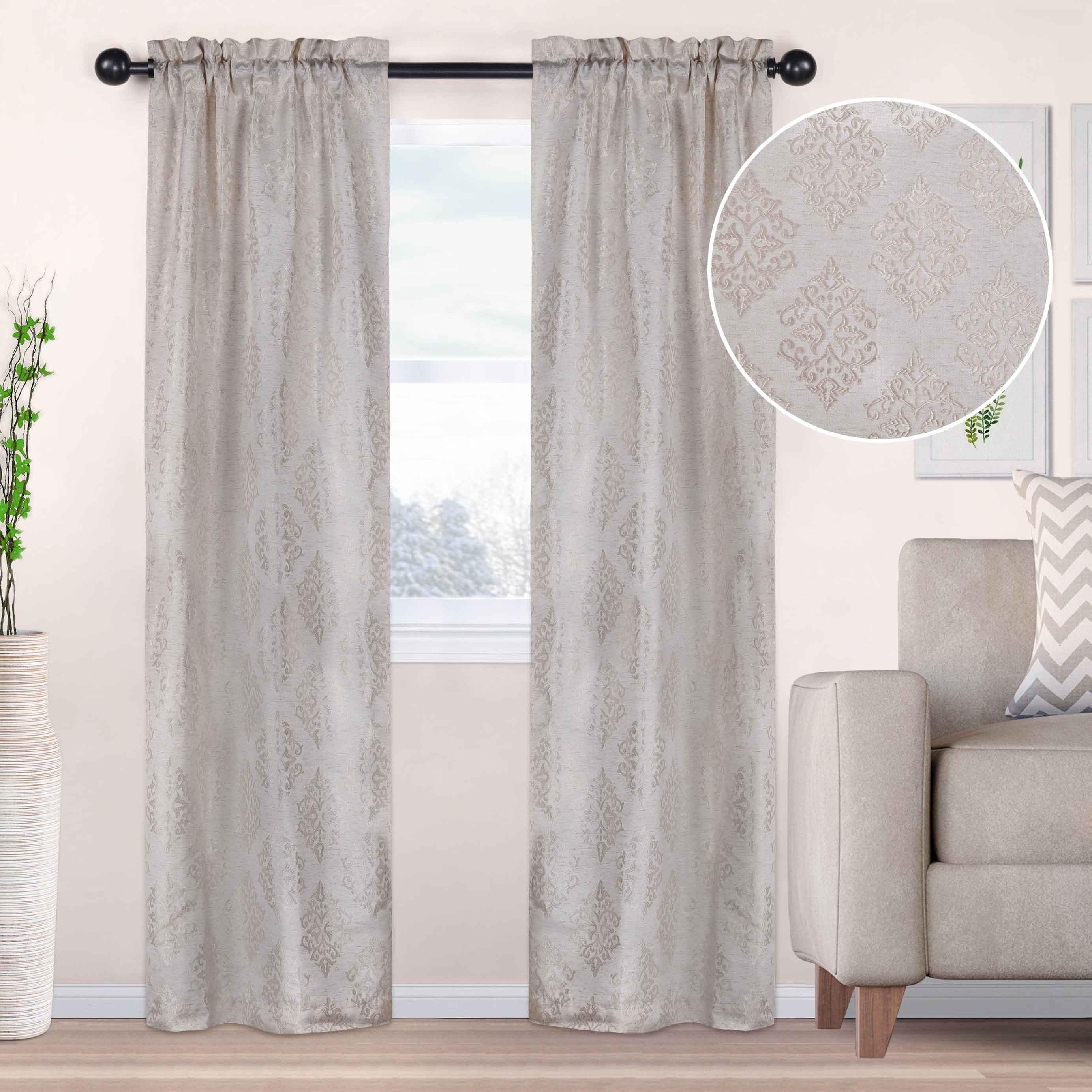 Venetian Damask Jacquard Grommet Traditional Curtain Panel Set - Semi Sheer Curtains by Superior Brand
