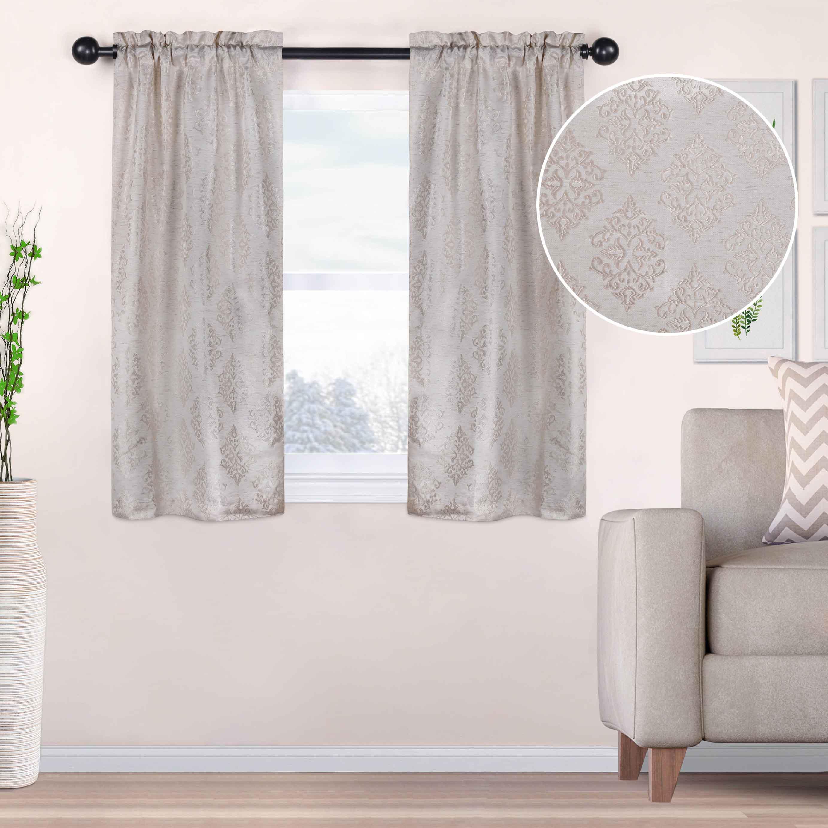 Venetian Damask Jacquard Grommet Traditional Curtain Panel Set - Semi Sheer Curtains by Superior Brand