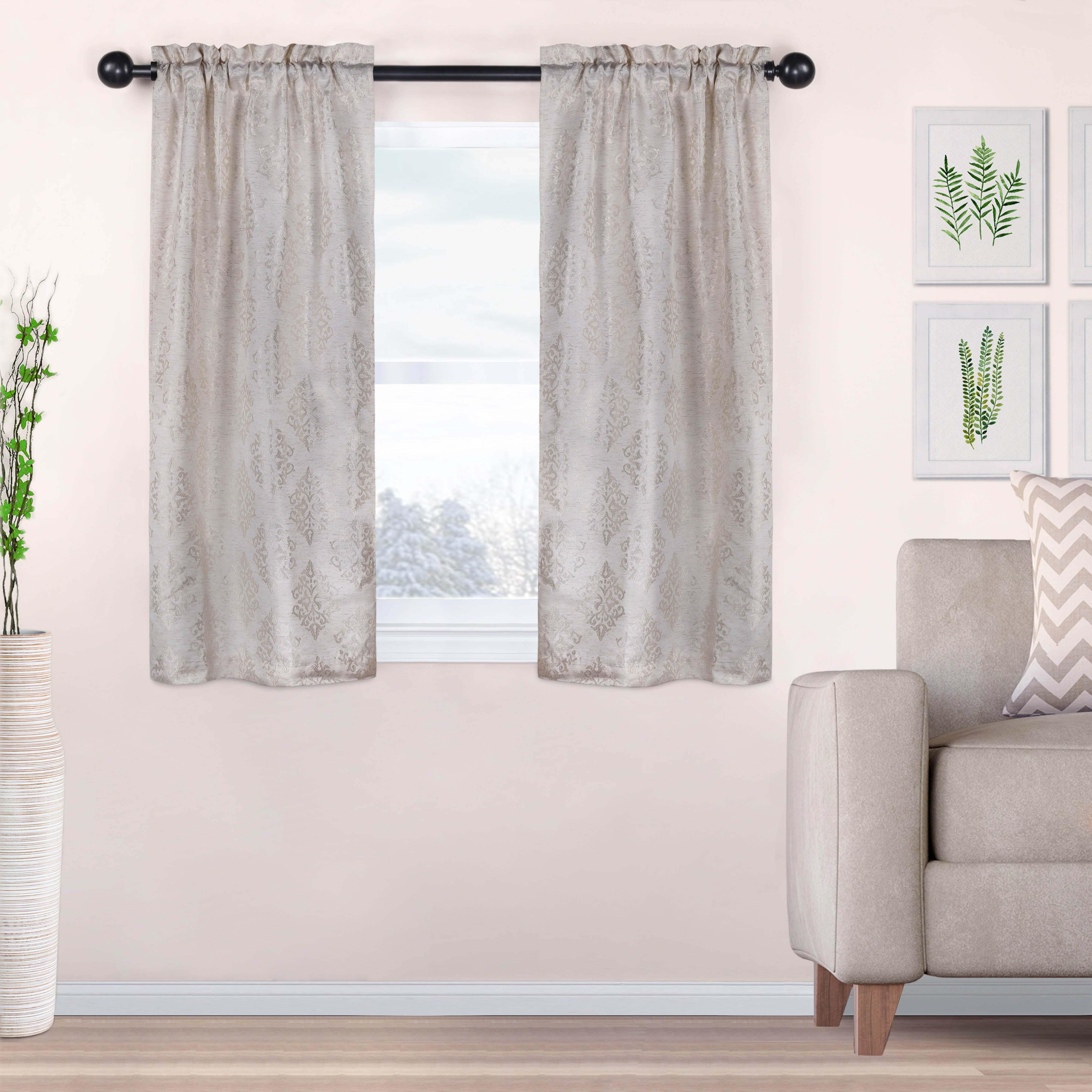 Venetian Damask Jacquard Grommet Traditional Curtain Panel Set - Semi Sheer Curtains by Superior Brand