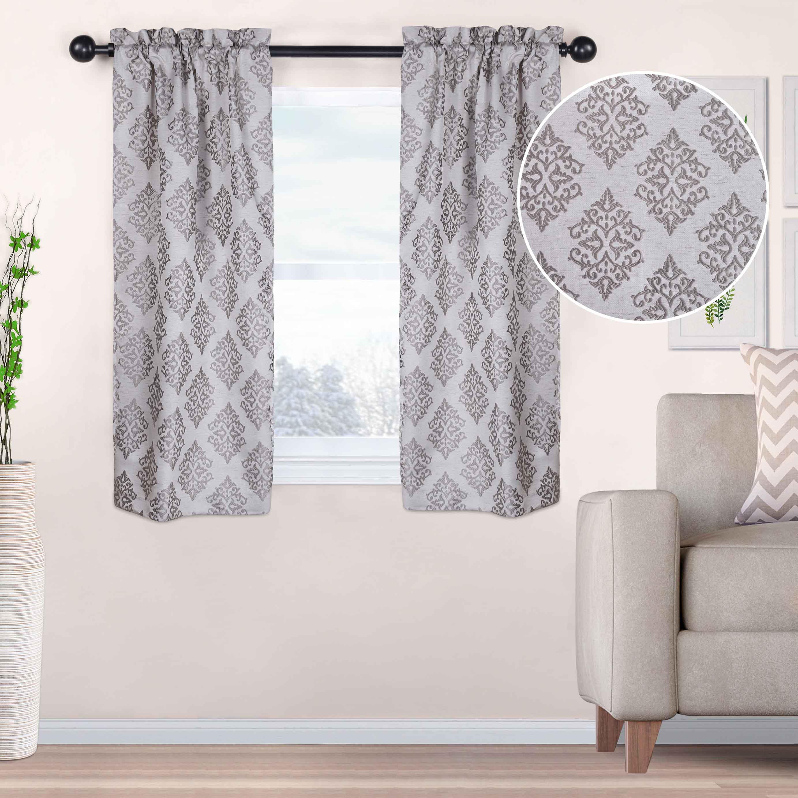 Venetian Damask Jacquard Grommet Traditional Curtain Panel Set - Semi Sheer Curtains by Superior Brand