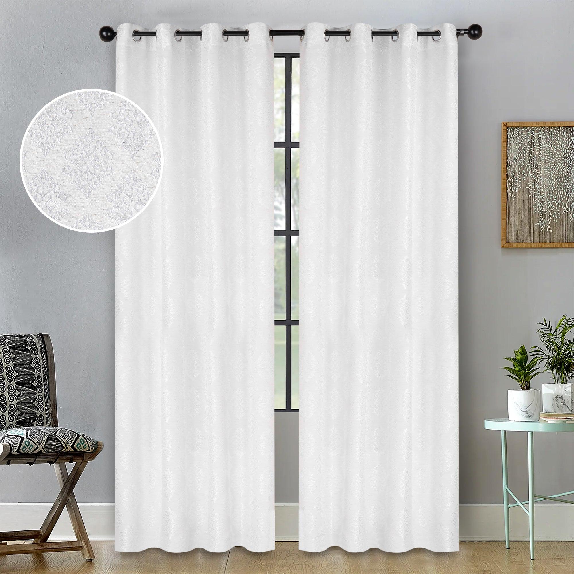 Venetian Damask Jacquard Grommet Traditional Curtain Panel Set - Semi Sheer Curtains by Superior Brand