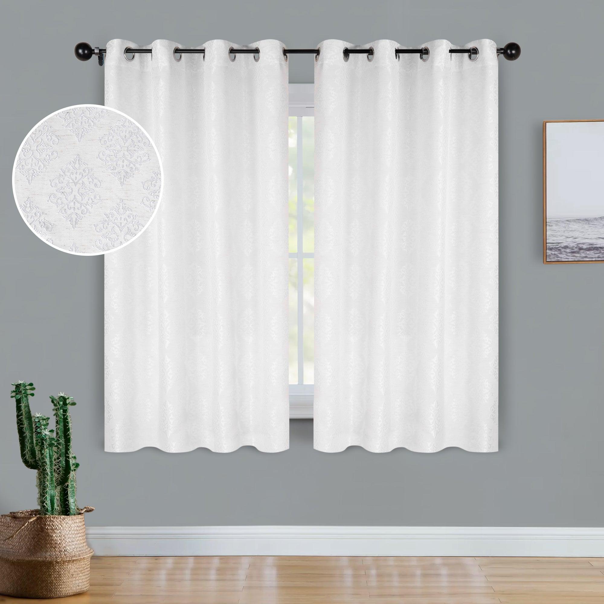 Venetian Damask Jacquard Grommet Traditional Curtain Panel Set - Semi Sheer Curtains by Superior Brand