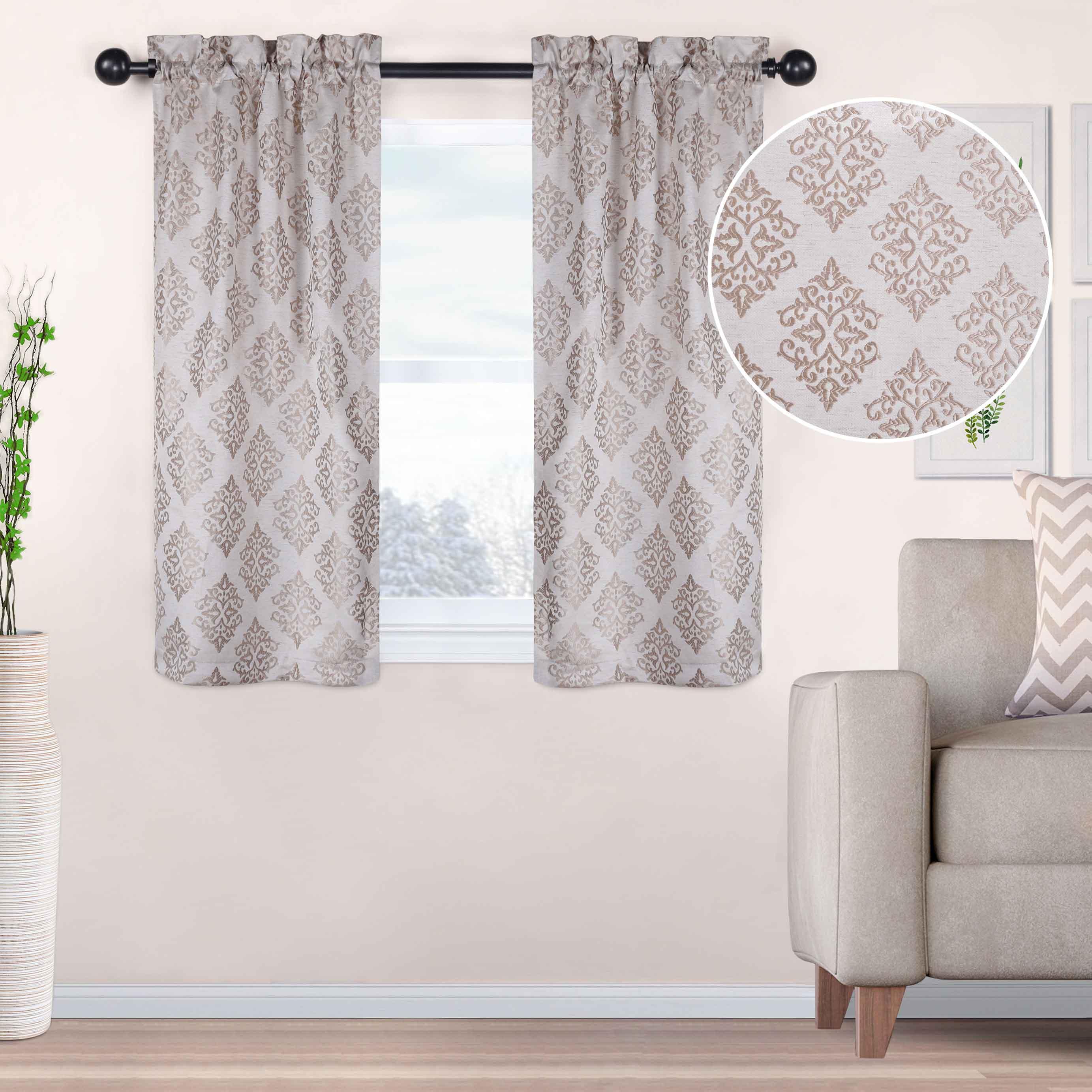 Venetian Damask Jacquard Grommet Traditional Curtain Panel Set - Semi Sheer Curtains by Superior Brand