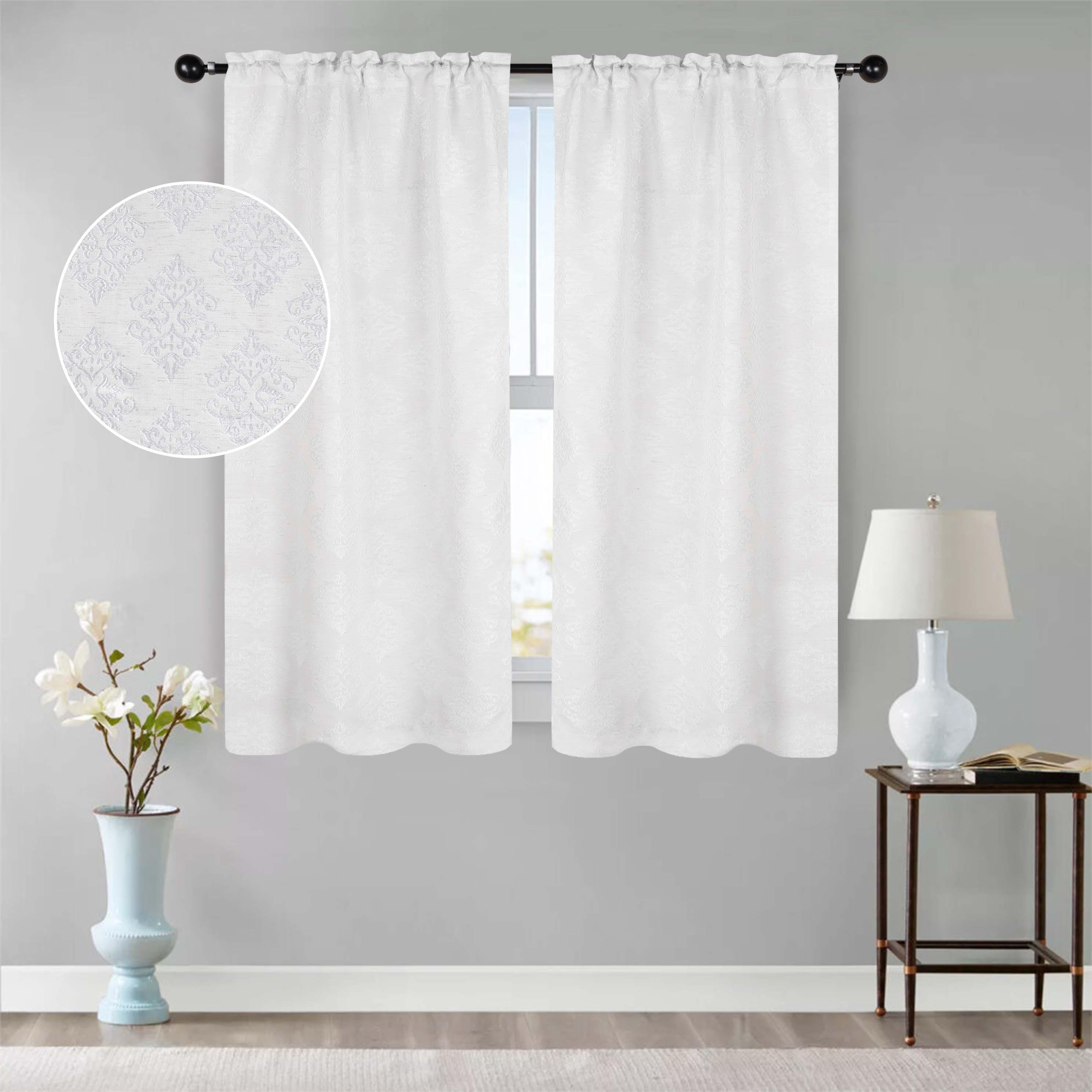 Venetian Damask Jacquard Grommet Traditional Curtain Panel Set - Semi Sheer Curtains by Superior Brand