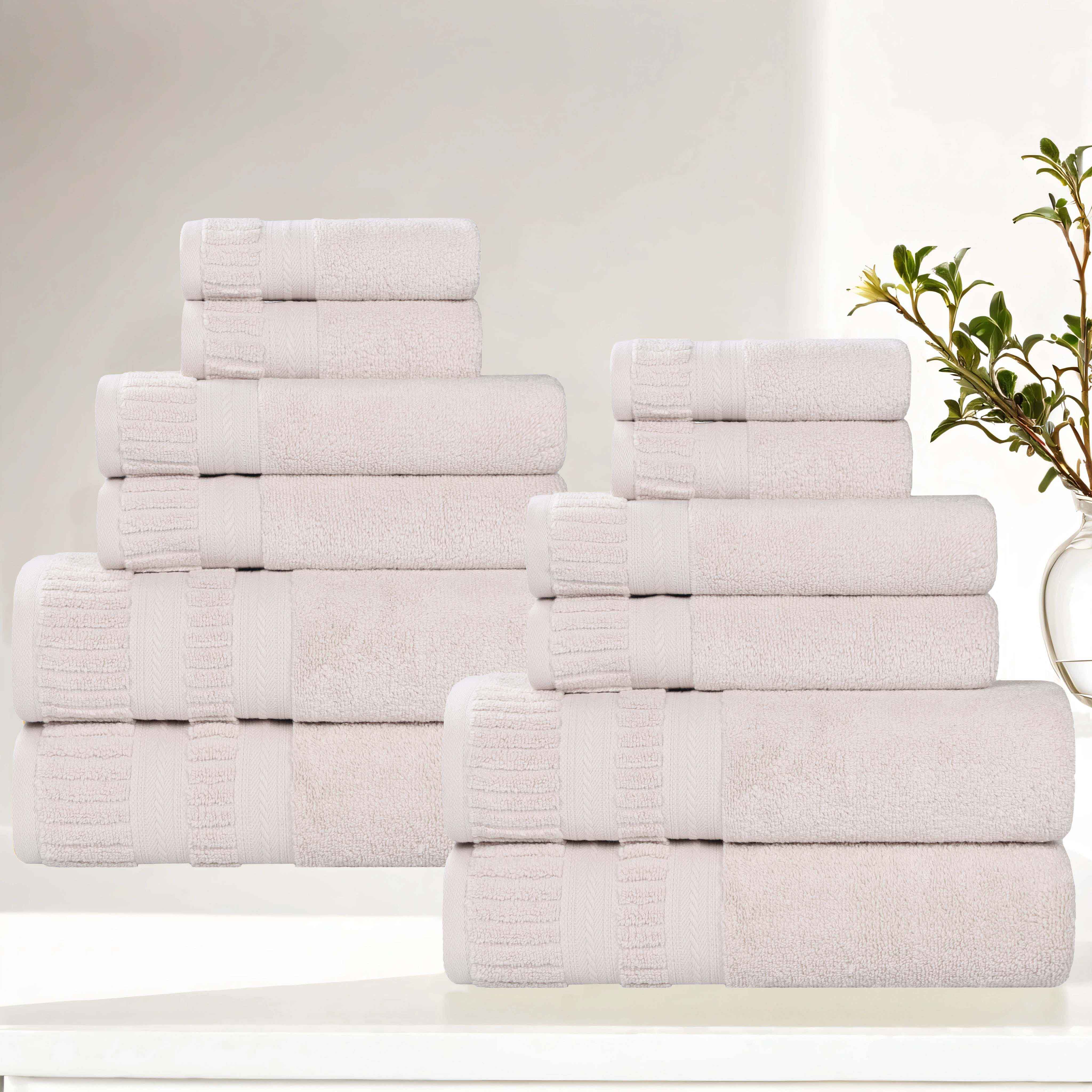 Venice Zero Twist Cotton Medium Weight Absorbent 12 Piece Towel Set - Towel Set by Superior Brand