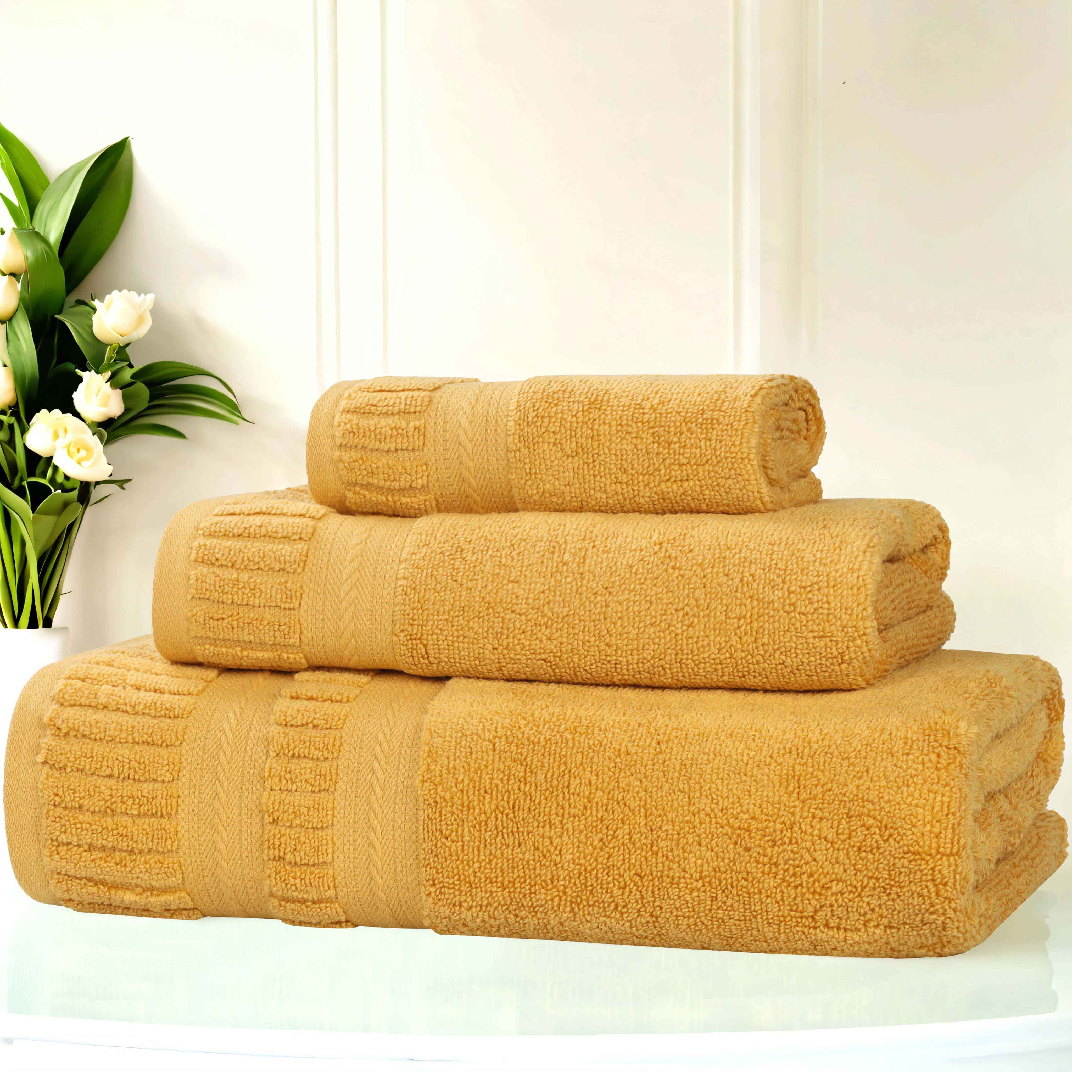 Venice Zero Twist Cotton Medium Weight Absorbent 3 Piece Towel Set - Towel Set by Superior Brand