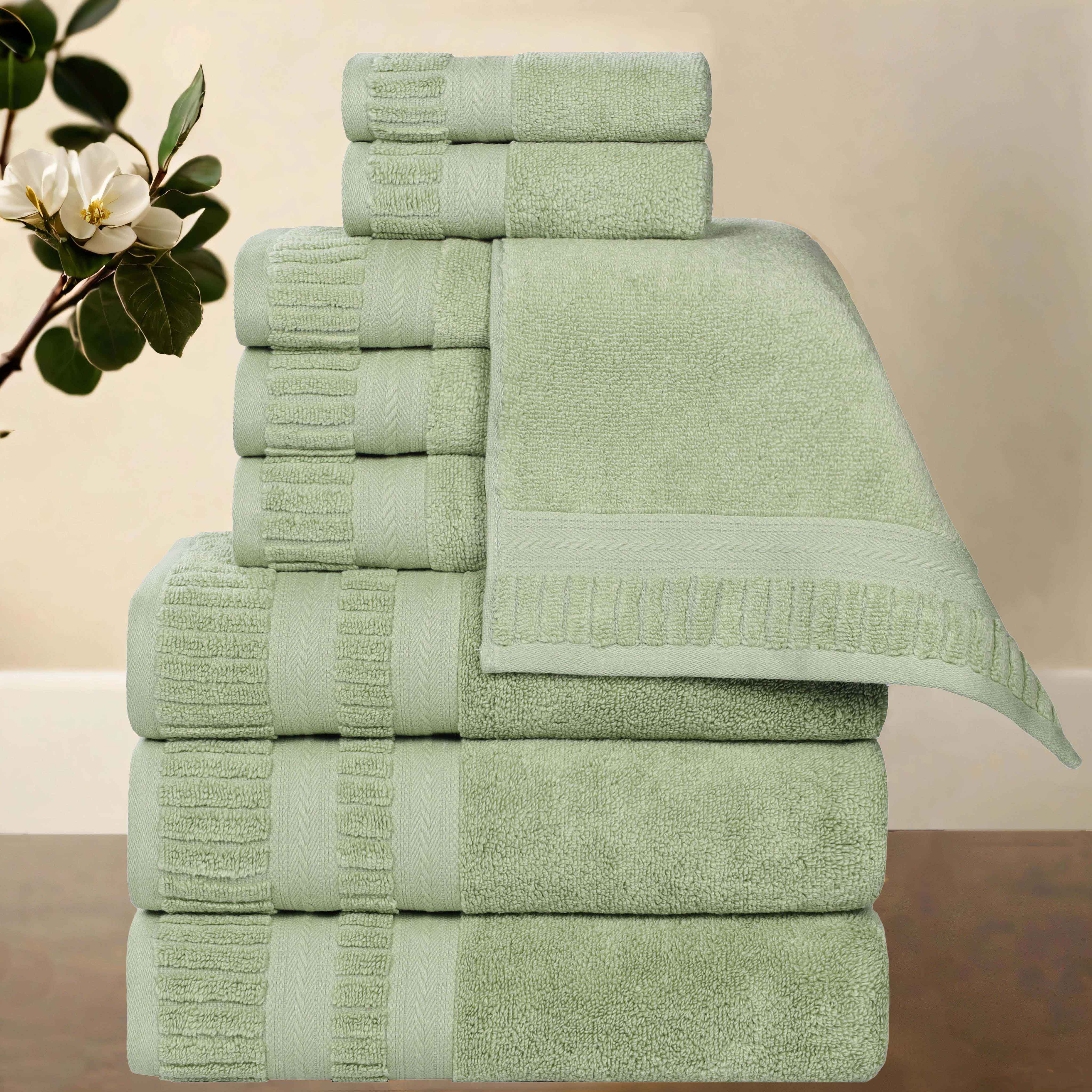 Venice Zero Twist Cotton Medium Weight Absorbent 9 Piece Towel Set - Towel Set by Superior Brand