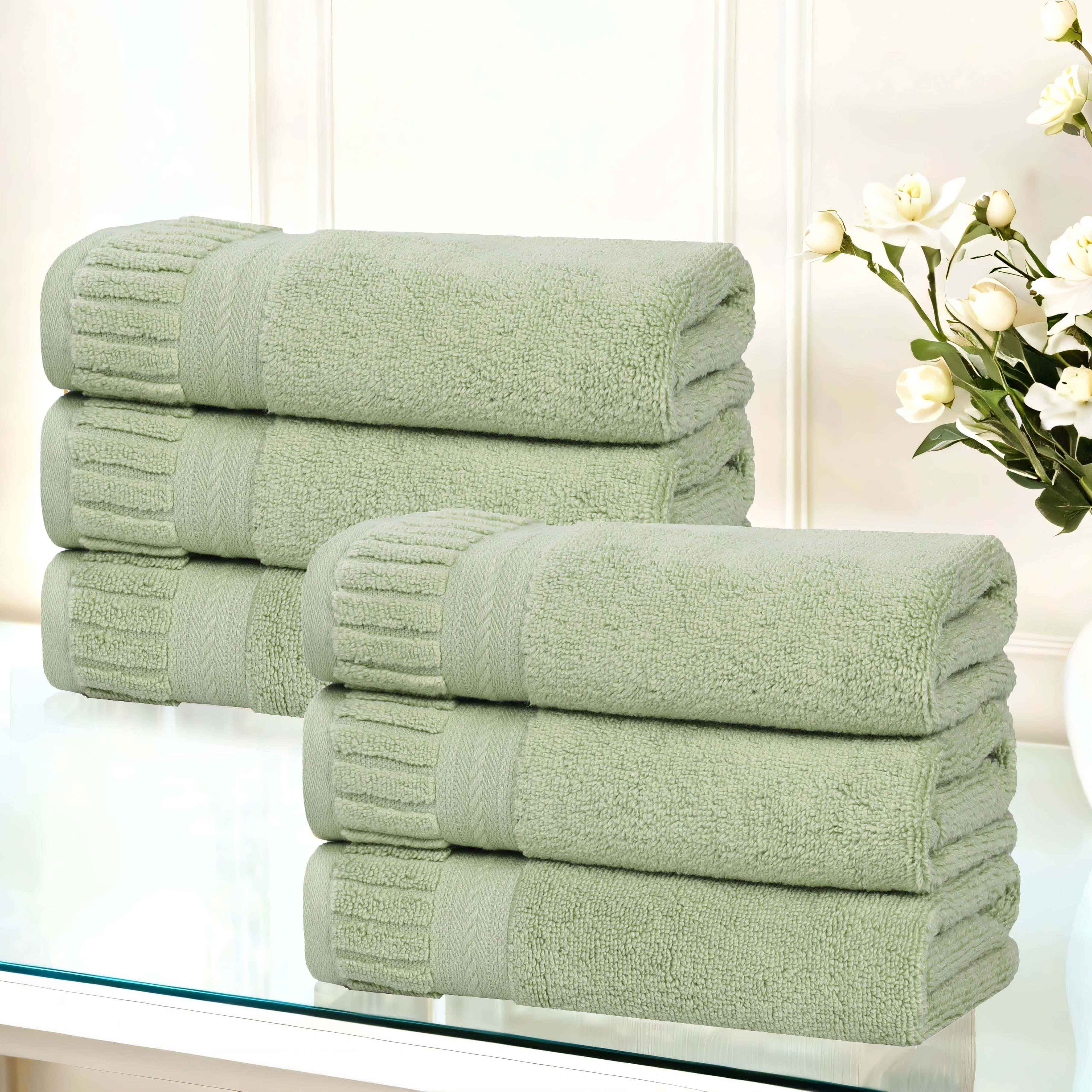 Venice Zero Twist Cotton Medium Weight Absorbent Hand Towels, Set of 6 - Hand Towel by Superior Brand