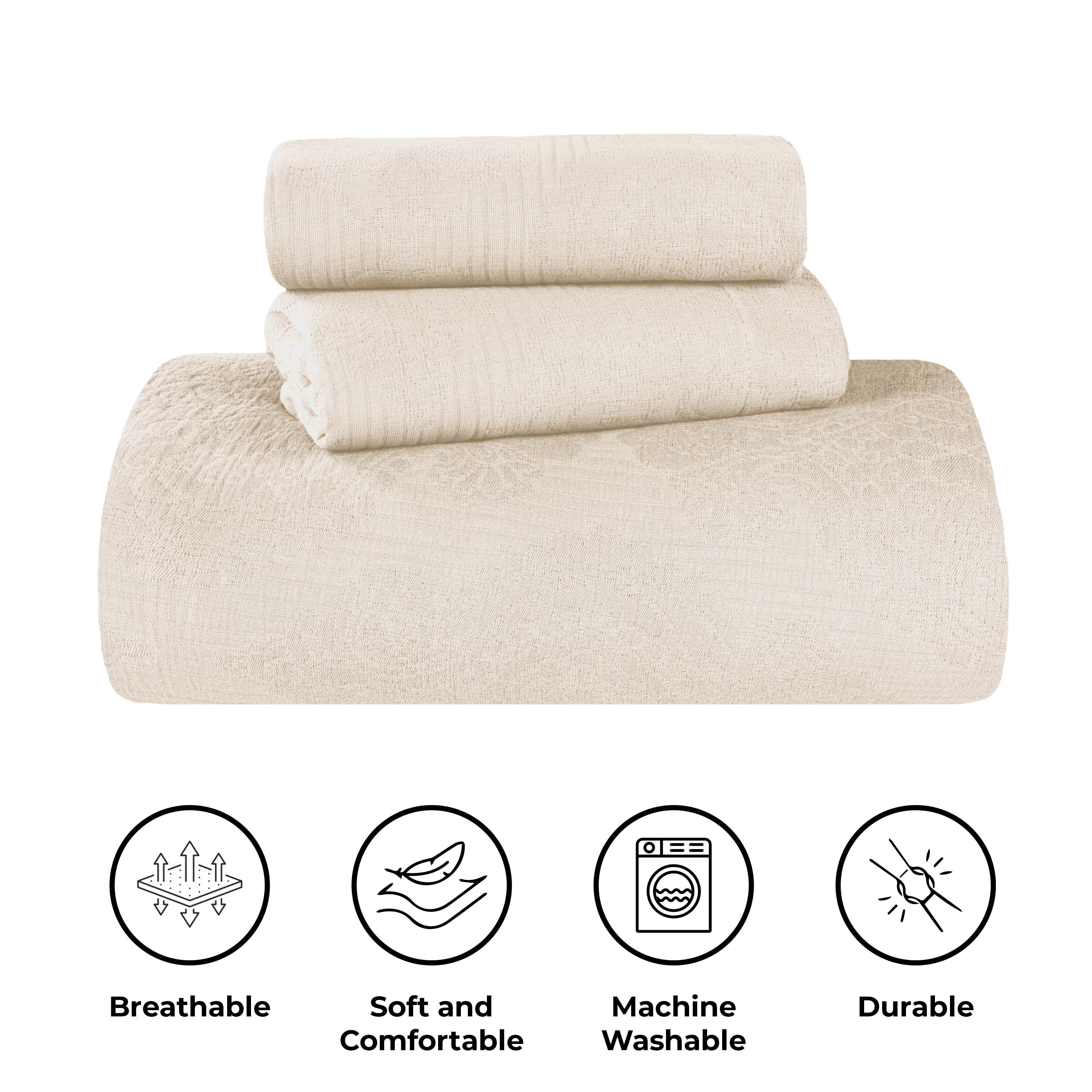 Victory Cotton Matelasse Scrolling Medallion Airy Bedspread Set - Bedspread by Superior