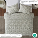 Vineyard Cotton Blend Medium Weight Matelasse Floral Scroll Coverlet - Coverlet by Superior