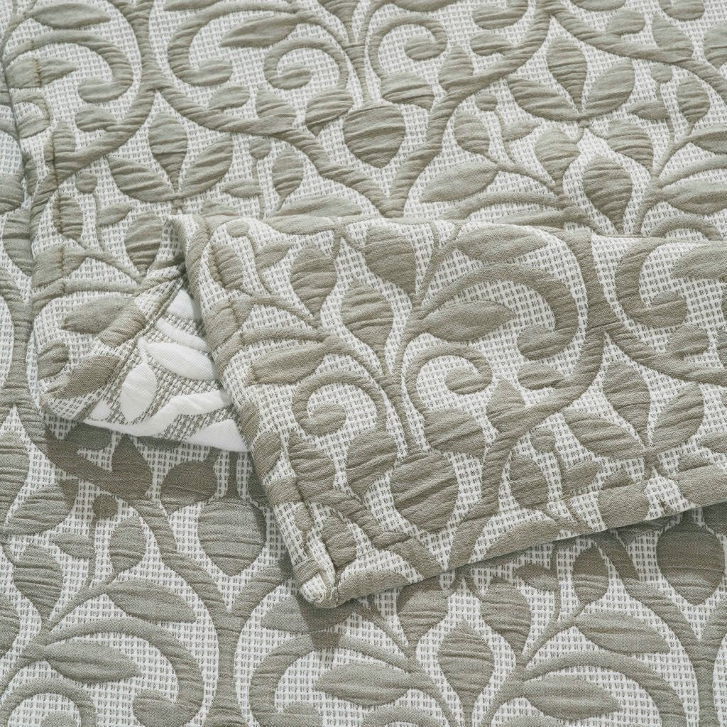 Vineyard Cotton Blend Medium Weight Matelasse Floral Scroll Coverlet - Coverlet by Superior