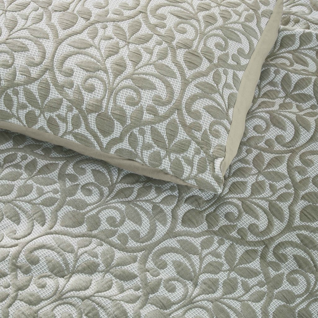 Vineyard Cotton Blend Medium Weight Matelasse Floral Scroll Coverlet - Coverlet by Superior