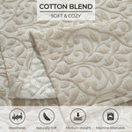 Vineyard Cotton Blend Medium Weight Matelasse Floral Scroll Coverlet - Coverlet by Superior