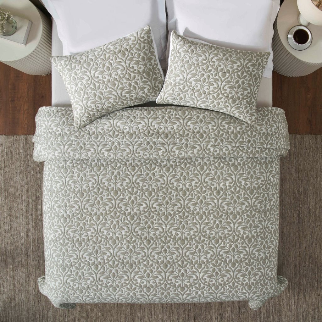 Vineyard Cotton Blend Medium Weight Matelasse Floral Scroll Coverlet - Coverlet by Superior