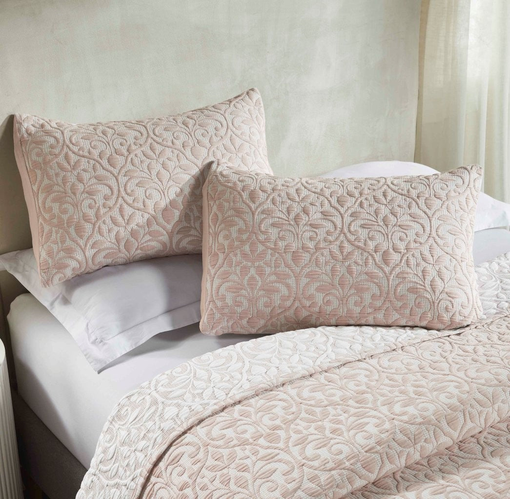 Vineyard Cotton Blend Medium Weight Matelasse Floral Scroll Coverlet - Coverlet by Superior