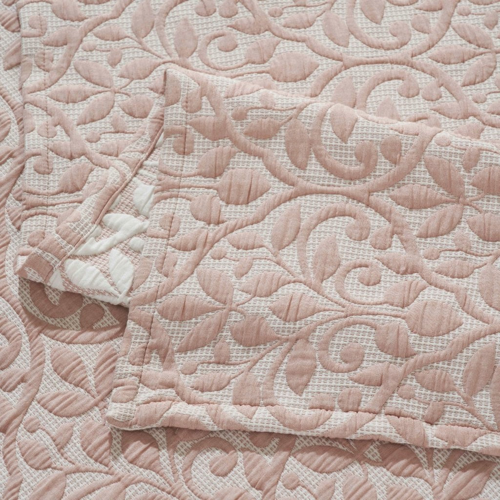 Vineyard Cotton Blend Medium Weight Matelasse Floral Scroll Coverlet - Coverlet by Superior