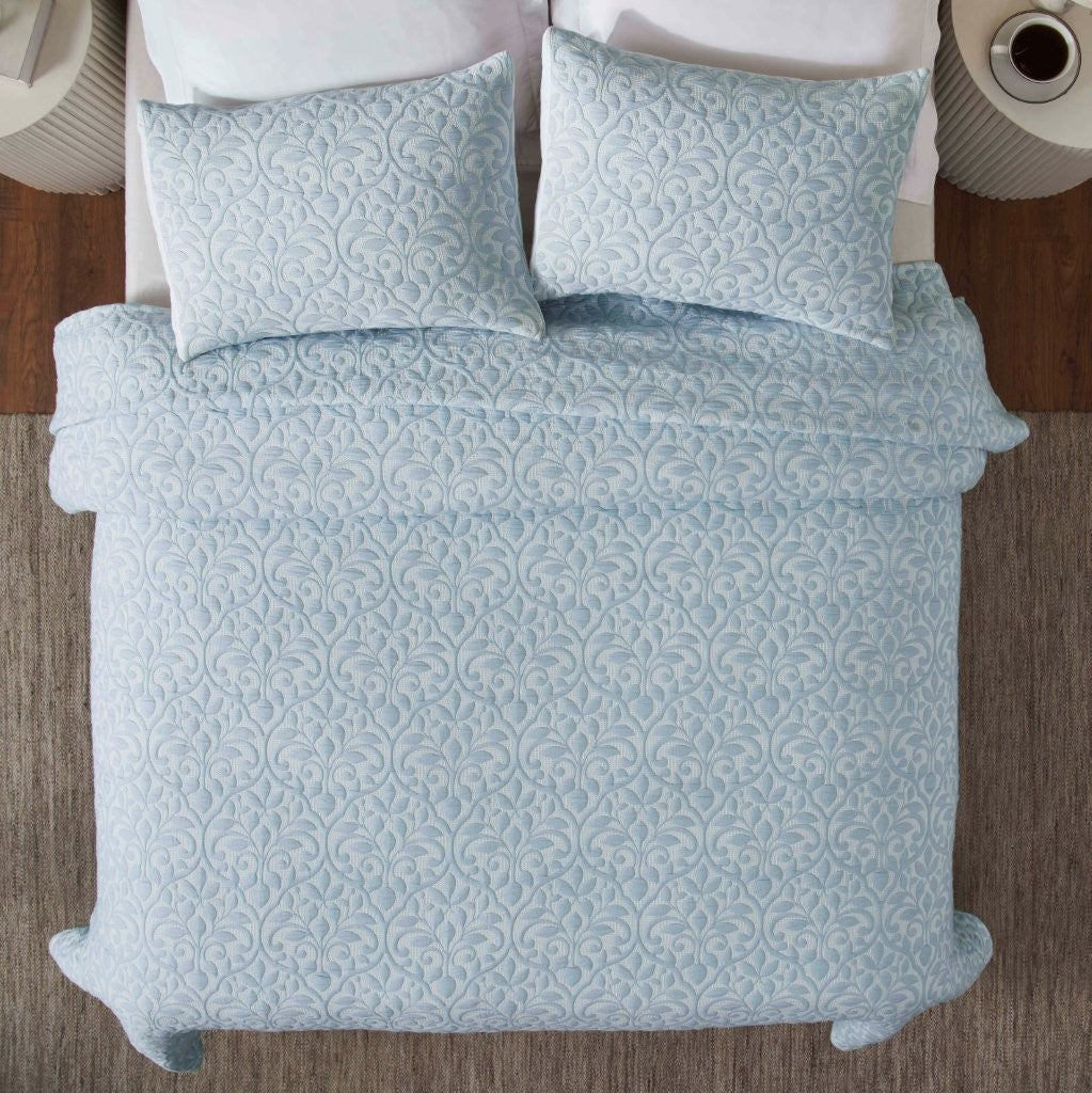 Vineyard Cotton Blend Medium Weight Matelasse Floral Scroll Coverlet - Coverlet by Superior