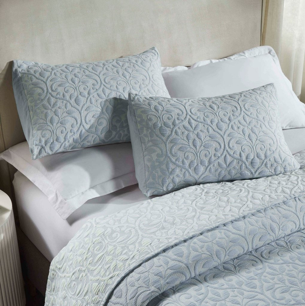 Vineyard Cotton Blend Medium Weight Matelasse Floral Scroll Coverlet - Coverlet by Superior