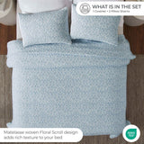 Vineyard Cotton Blend Medium Weight Matelasse Floral Scroll Coverlet - Coverlet by Superior