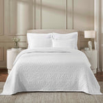 Vineyard Cotton Blend Medium Weight Matelasse Floral Scroll Coverlet - Coverlet by Superior