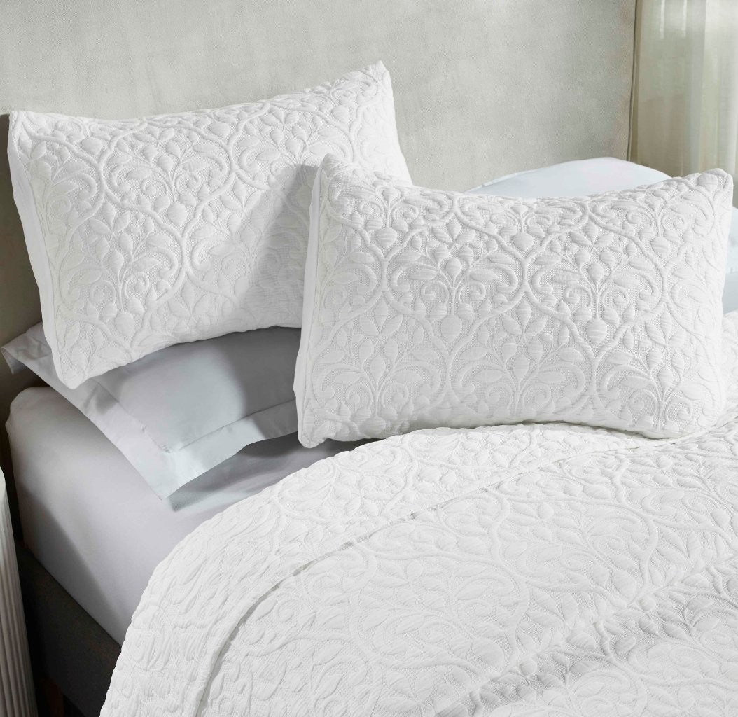 Vineyard Cotton Blend Medium Weight Matelasse Floral Scroll Coverlet - Coverlet by Superior