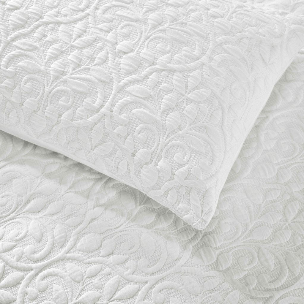 Vineyard Cotton Blend Medium Weight Matelasse Floral Scroll Coverlet - Coverlet by Superior