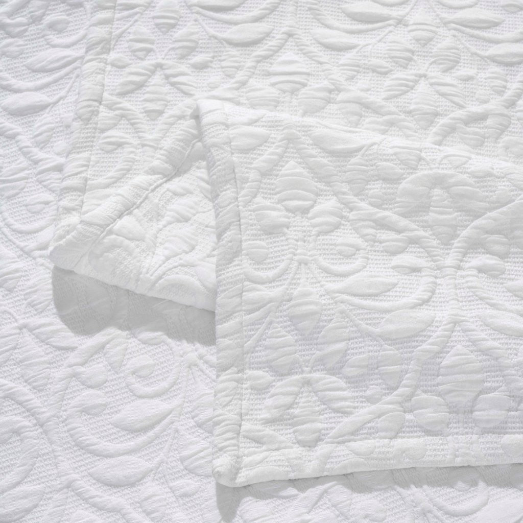 Vineyard Cotton Blend Medium Weight Matelasse Floral Scroll Coverlet - Coverlet by Superior