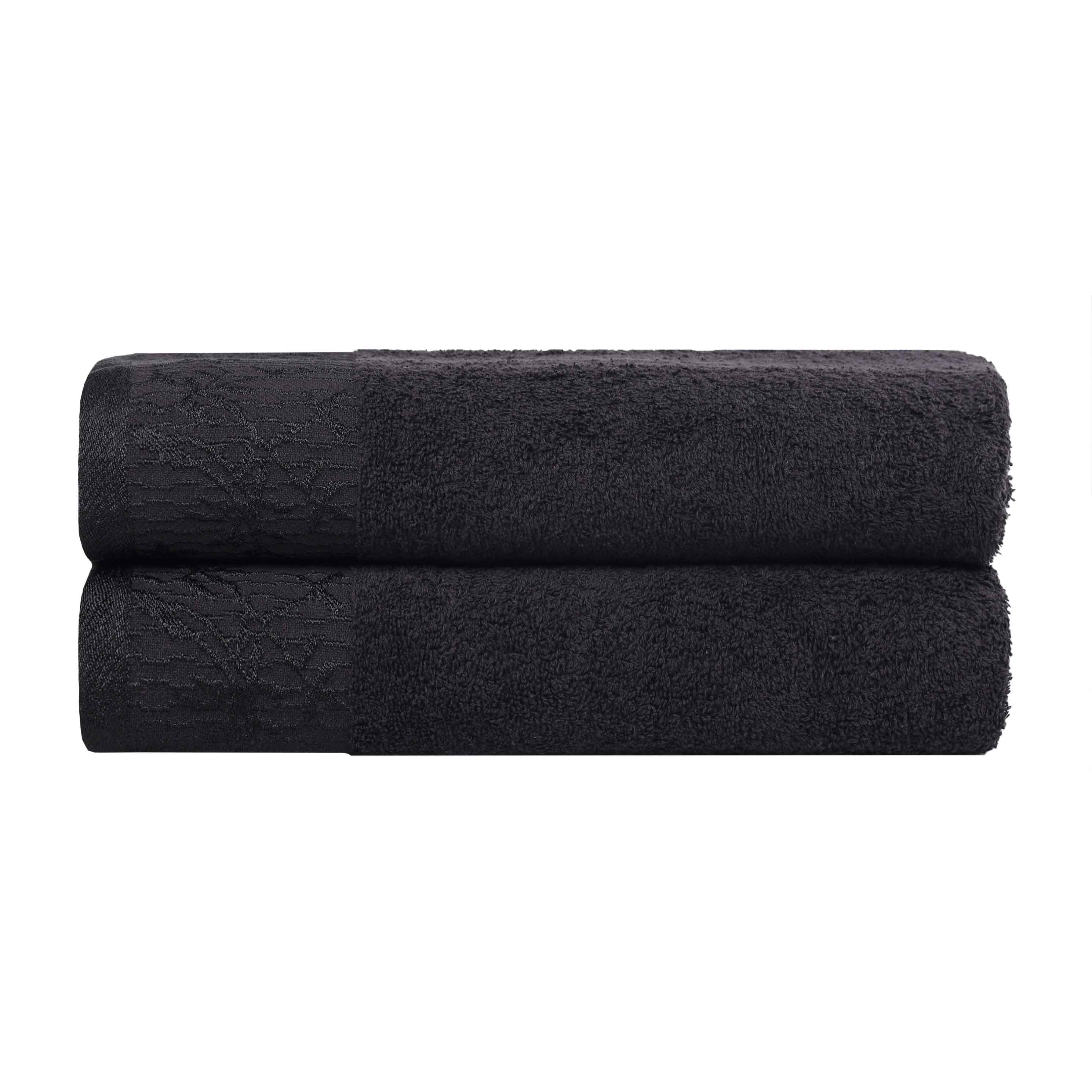 Wisteria Cotton Floral Jacquard Border Bath Towels, Set of 2 - Bath Towel by Superior Brand