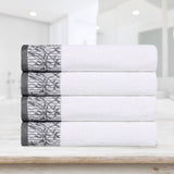 Wisteria Cotton Medium Weight Floral Jacquard Bath Towels, Set of 4 - Bath Towel by Superior