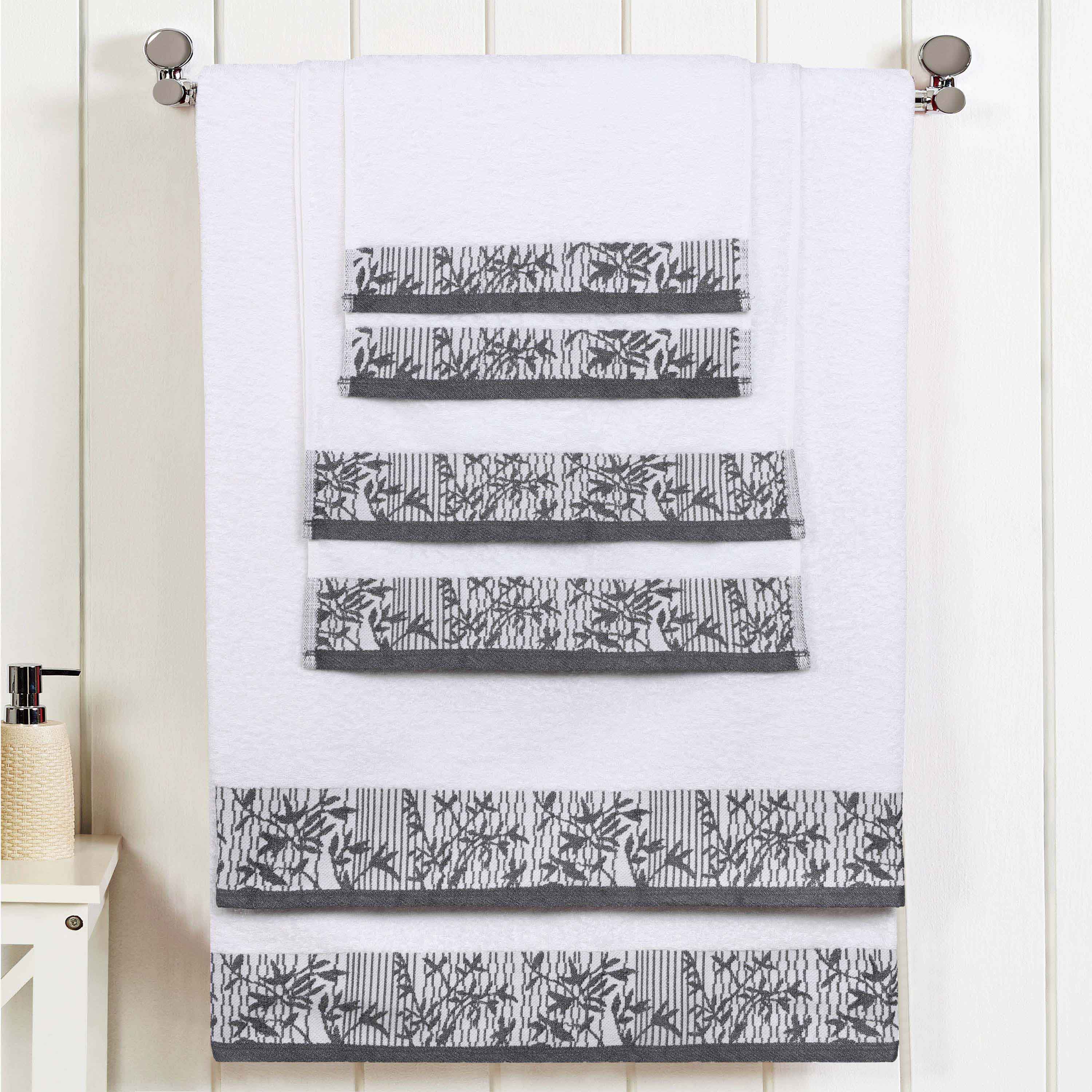 Wisteria Cotton Medium Weight Floral Jacquard Border 6 Piece Towel Set - Towel Set by Superior Brand