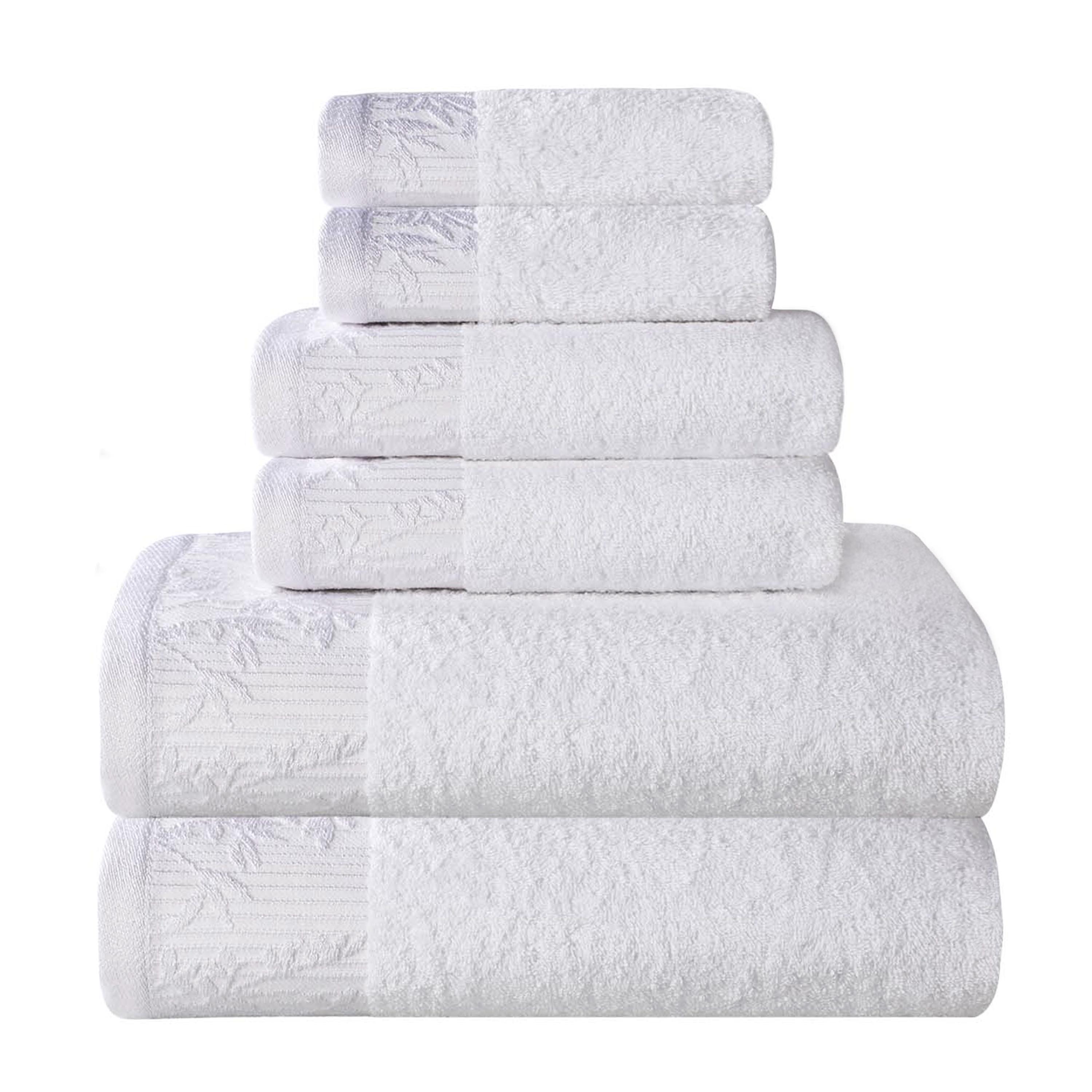 Wisteria Cotton Medium Weight Floral Jacquard Border 6 Piece Towel Set - Towel Set by Superior Brand
