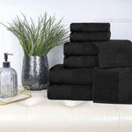 Wisteria Cotton Medium Weight Floral Jacquard Border 8 Piece Towel Set - Towel Set by Superior