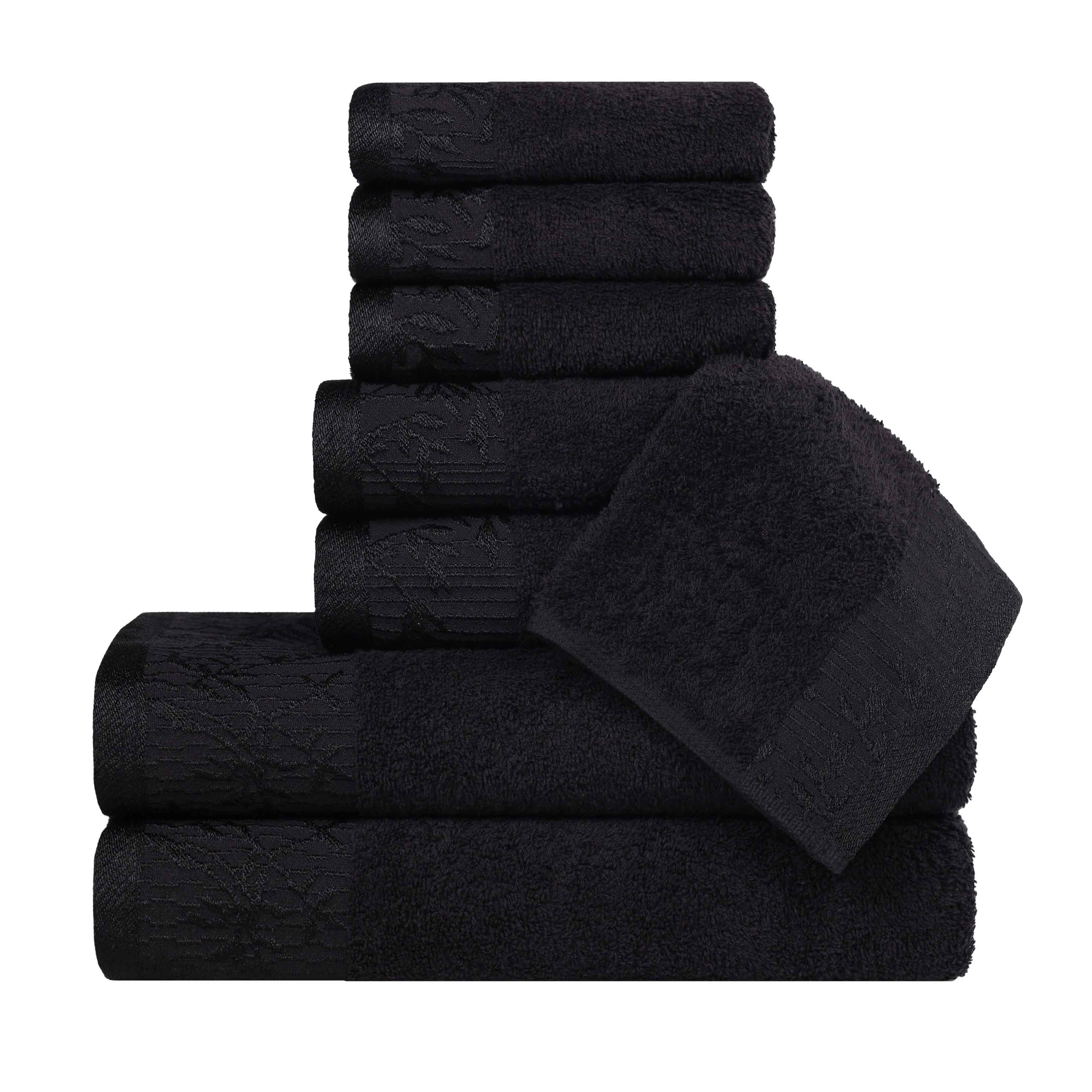 Wisteria Cotton Medium Weight Floral Jacquard Border 8 Piece Towel Set - Towel Set by Superior