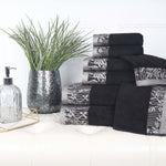 Wisteria Cotton Medium Weight Floral Jacquard Border 8 Piece Towel Set - Towel Set by Superior