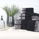 Wisteria Cotton Medium Weight Floral Jacquard Border 8 Piece Towel Set - Towel Set by Superior