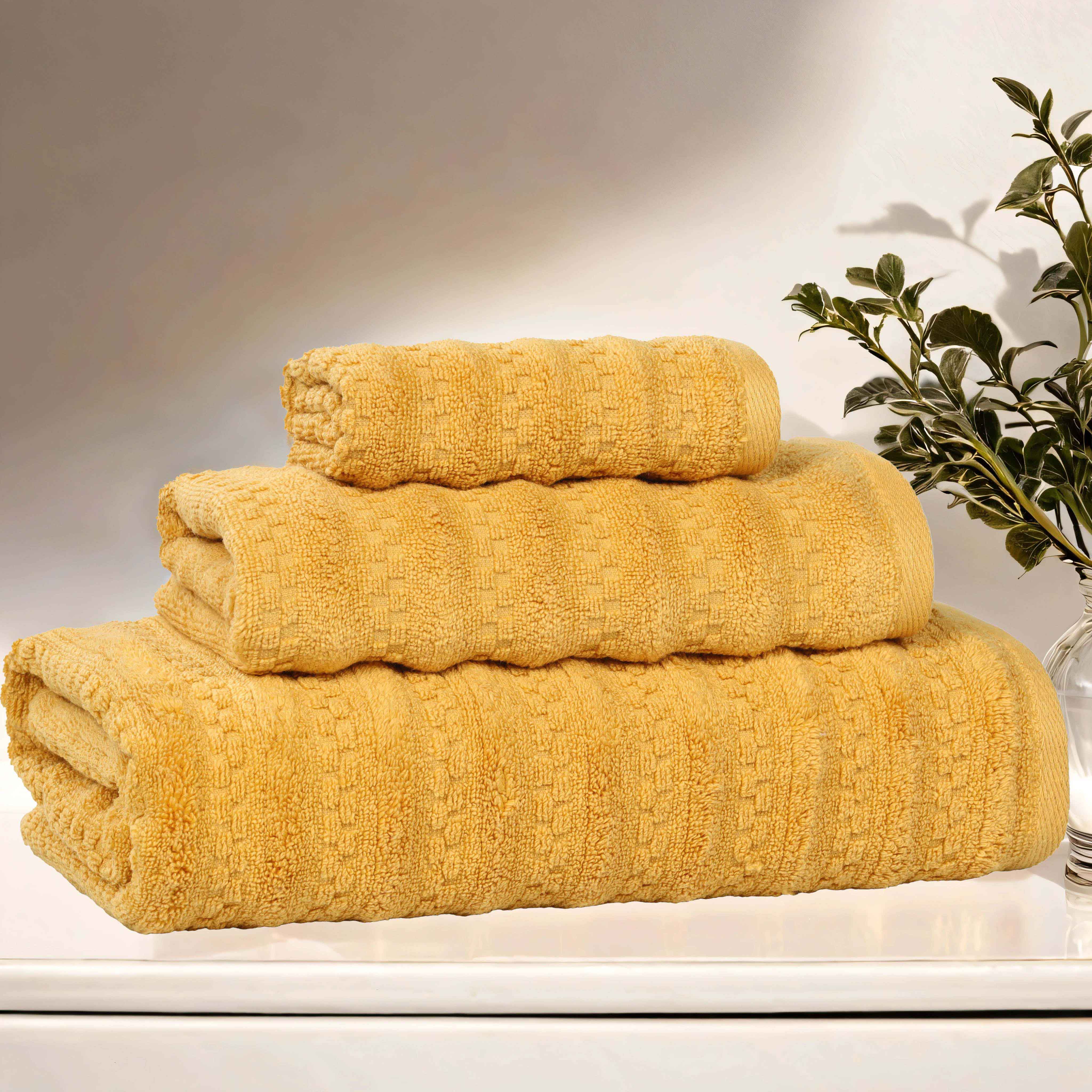 Zuma Zero Twist Cotton Medium Weight Waffle Stripes 3 Piece Towel Set - Towel Set by Superior Brand