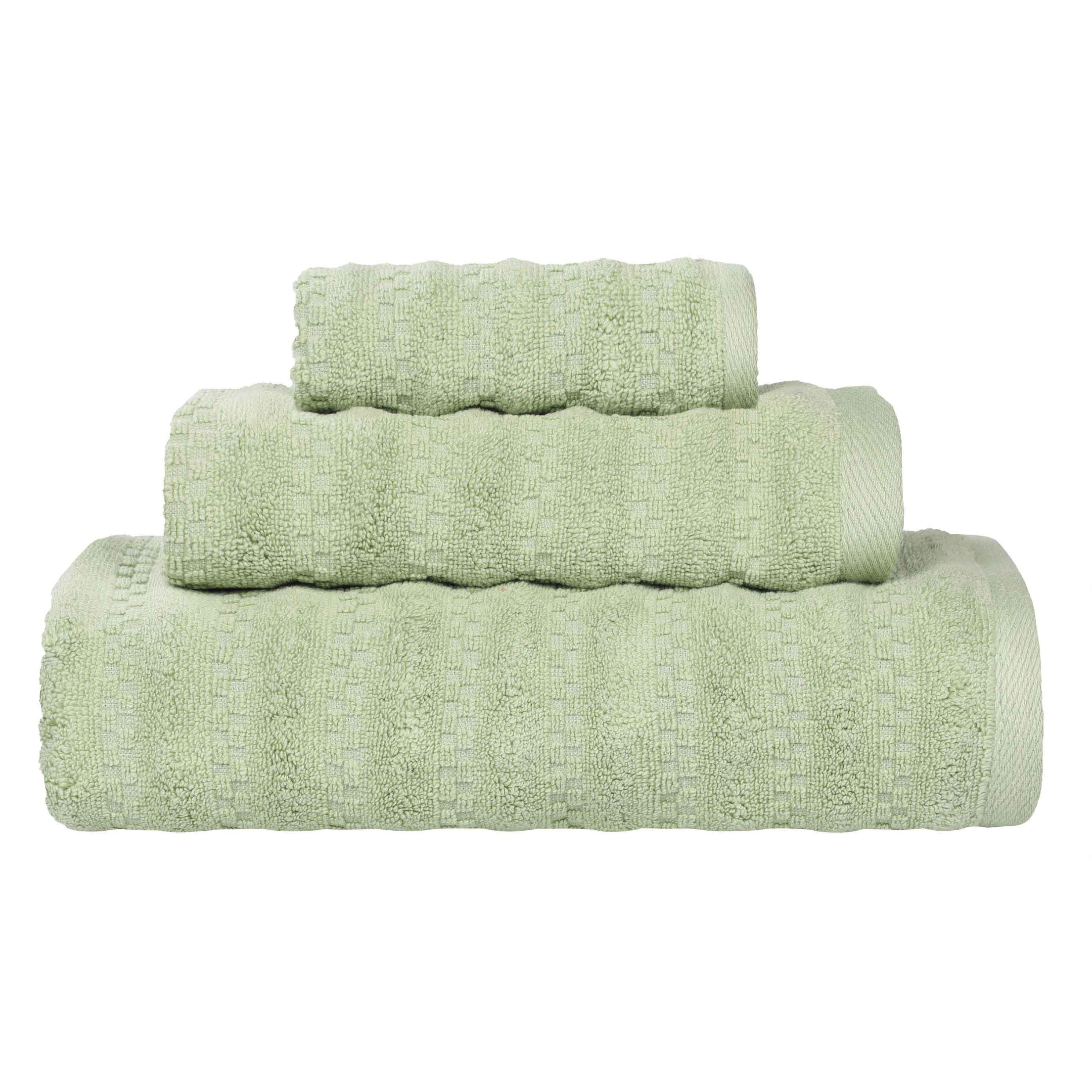 Zuma Zero Twist Cotton Medium Weight Waffle Stripes 3 Piece Towel Set - Towel Set by Superior Brand