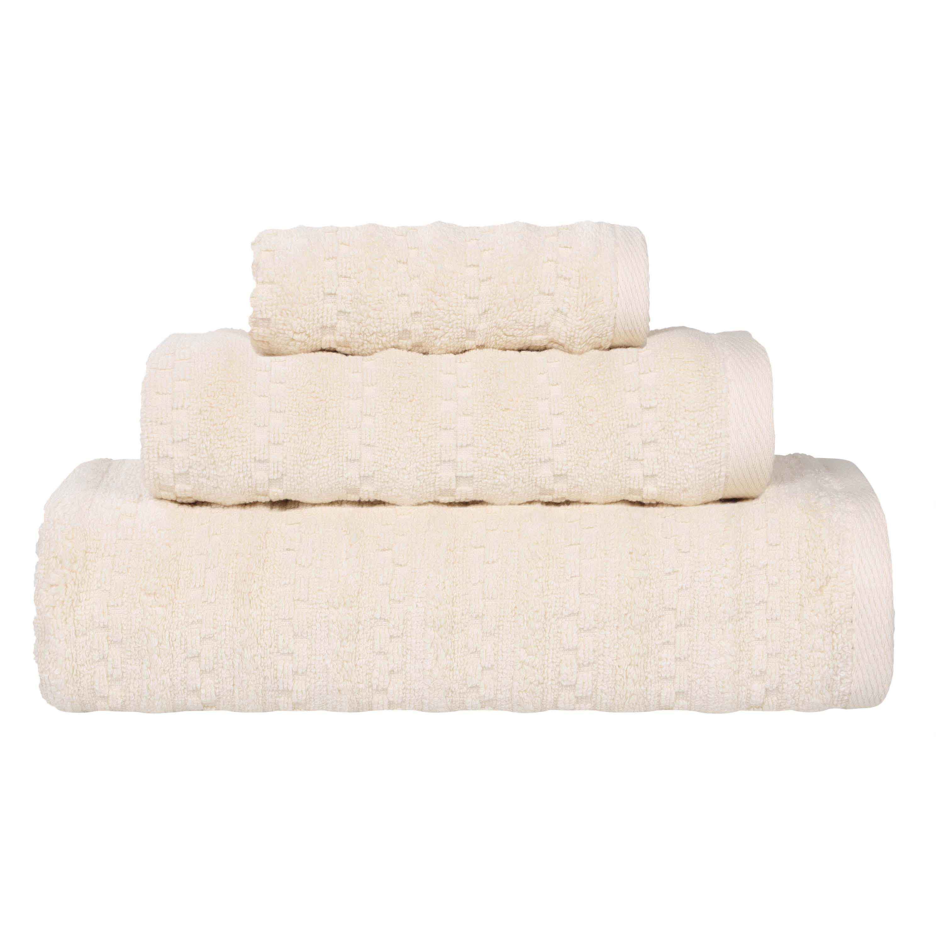 Zuma Zero Twist Cotton Medium Weight Waffle Stripes 3 Piece Towel Set - Towel Set by Superior Brand