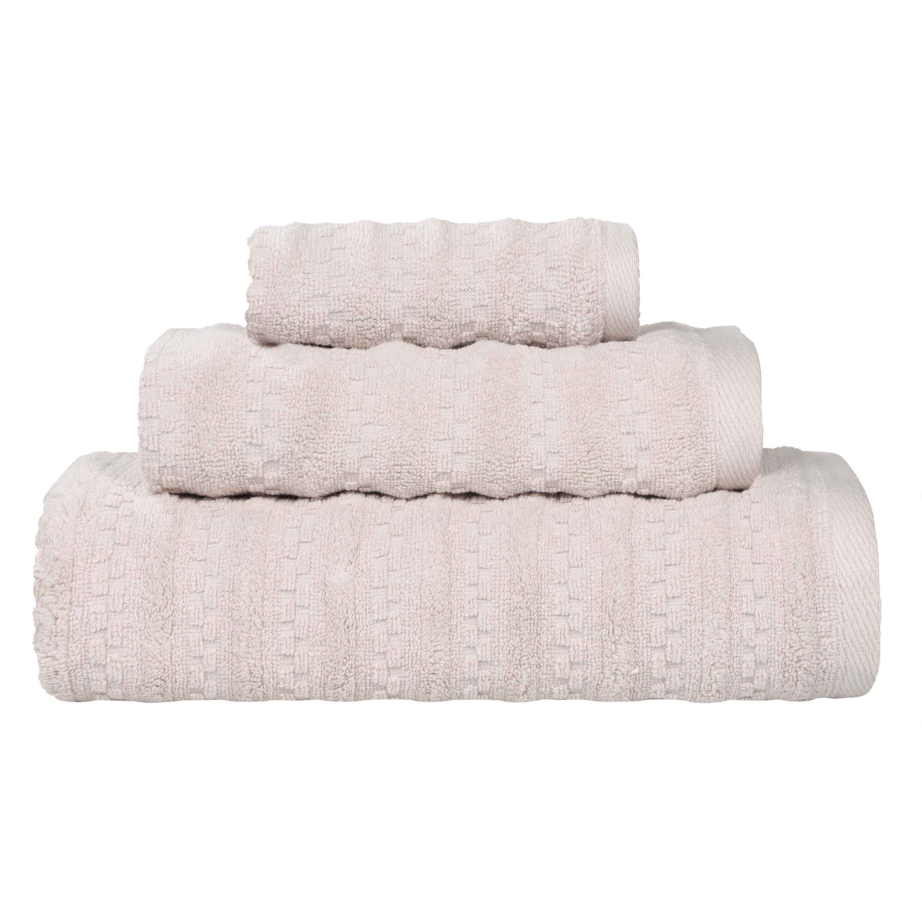 Zuma Zero Twist Cotton Medium Weight Waffle Stripes 3 Piece Towel Set - Towel Set by Superior Brand