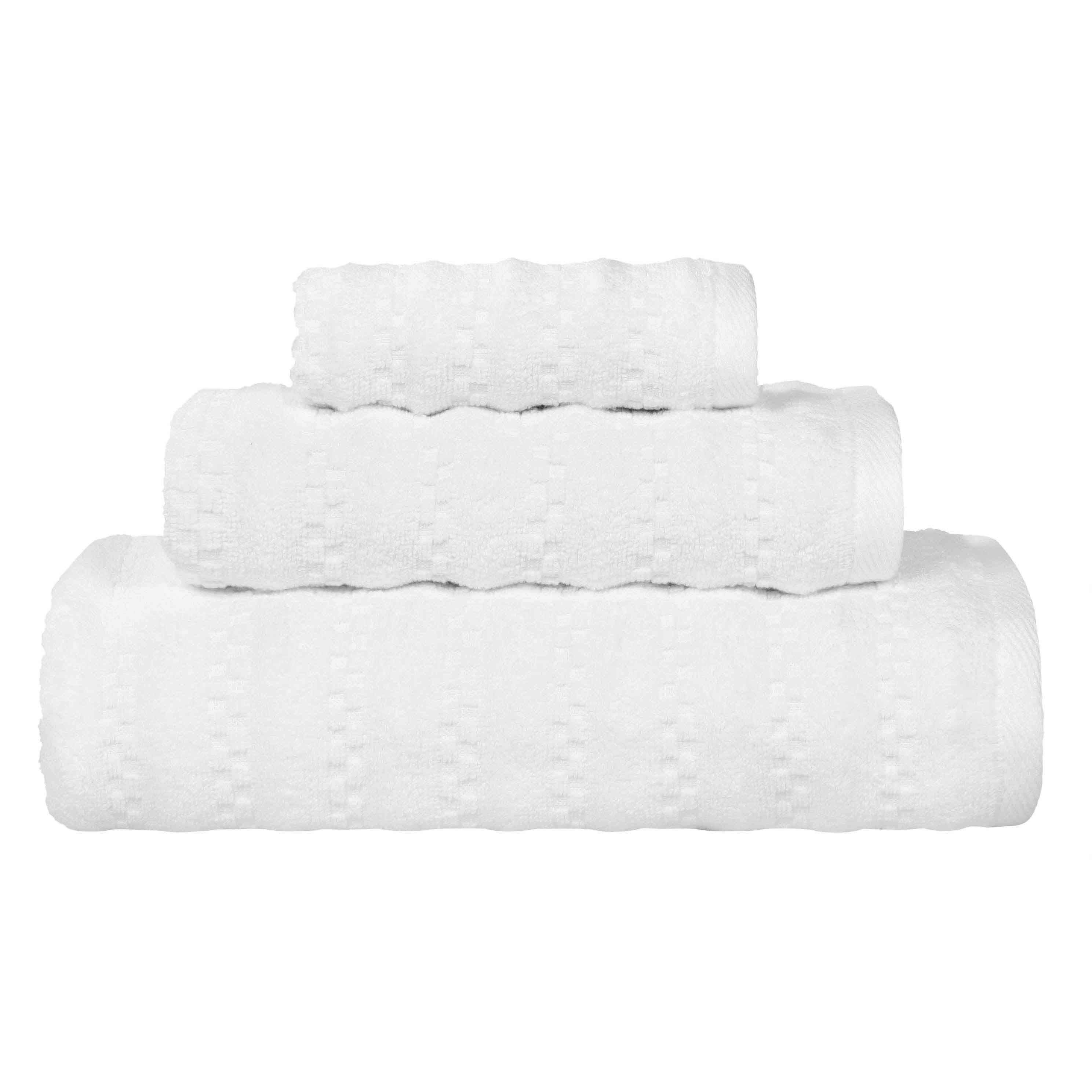Zuma Zero Twist Cotton Medium Weight Waffle Stripes 3 Piece Towel Set - Towel Set by Superior Brand