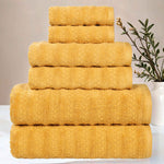 Zuma Zero Twist Cotton Medium Weight Waffle Stripes 6 Piece Towel Set - Towel Set by Superior