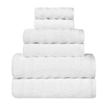 Zuma Zero Twist Cotton Medium Weight Waffle Stripes 6 Piece Towel Set - Towel Set by Superior