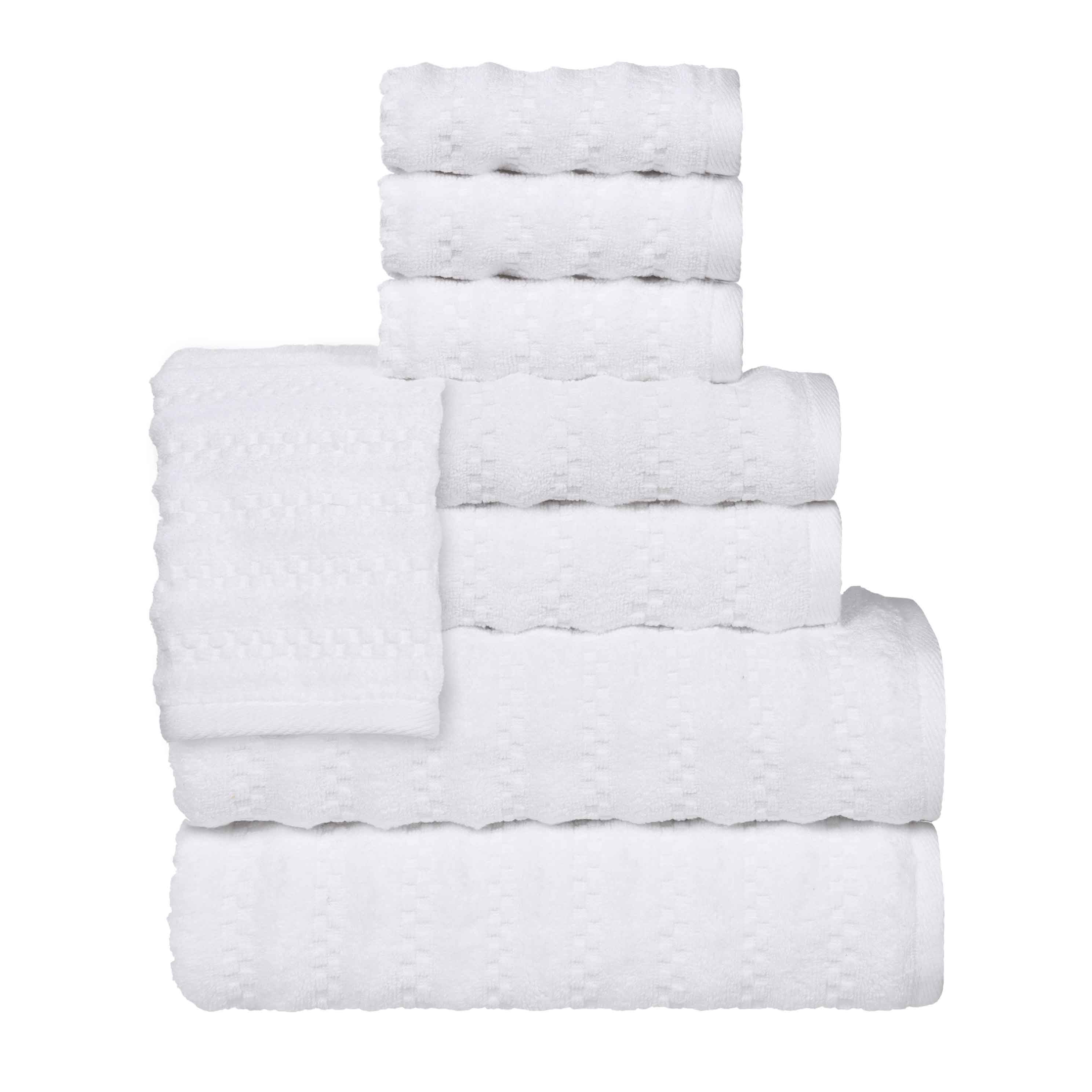 Zuma Zero Twist Cotton Medium Weight Waffle Stripes 8 Piece Towel Set - Towel Set by Superior Brand