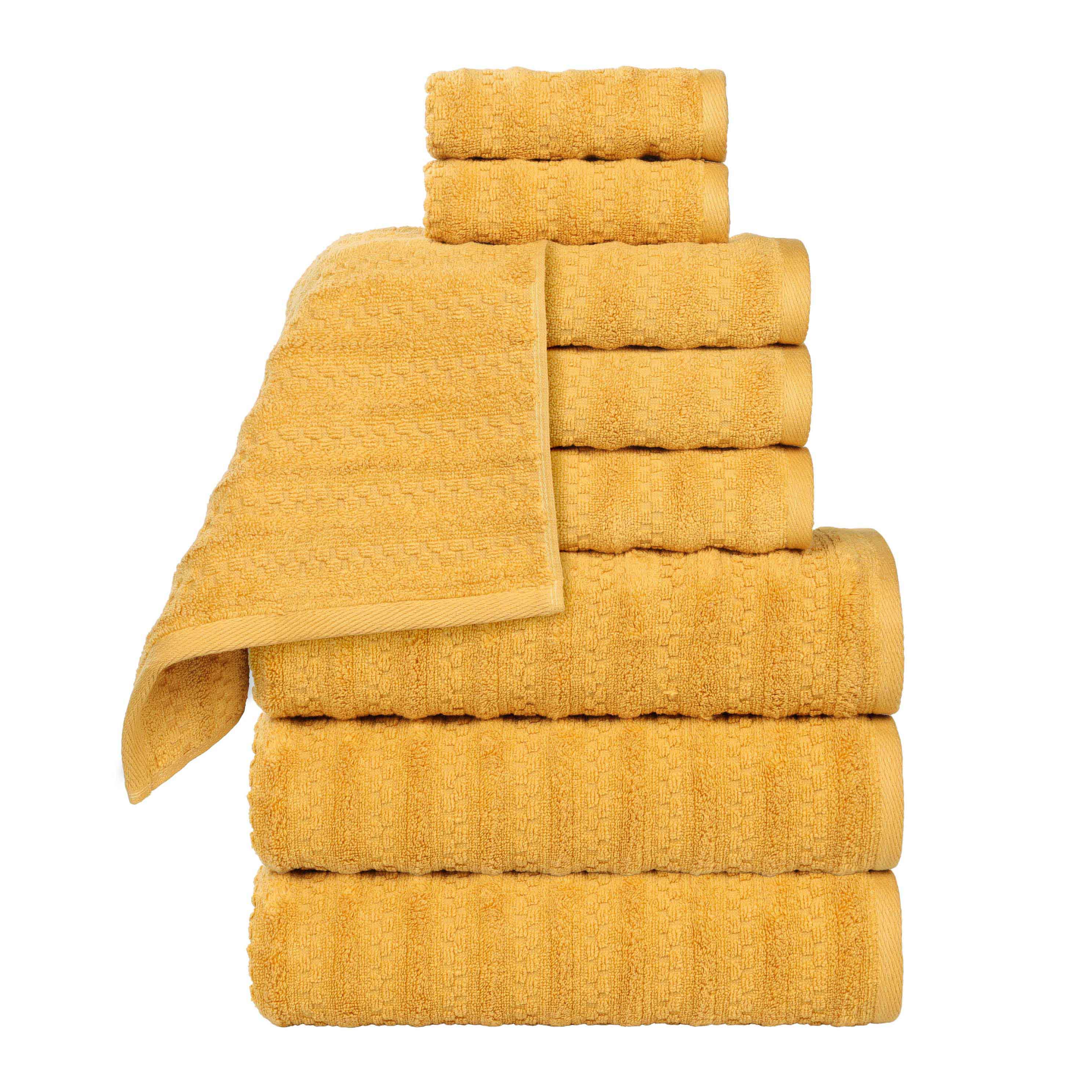 Zuma Zero Twist Cotton Medium Weight Waffle Stripes 9 Piece Towel Set - Towel Set by Superior Brand