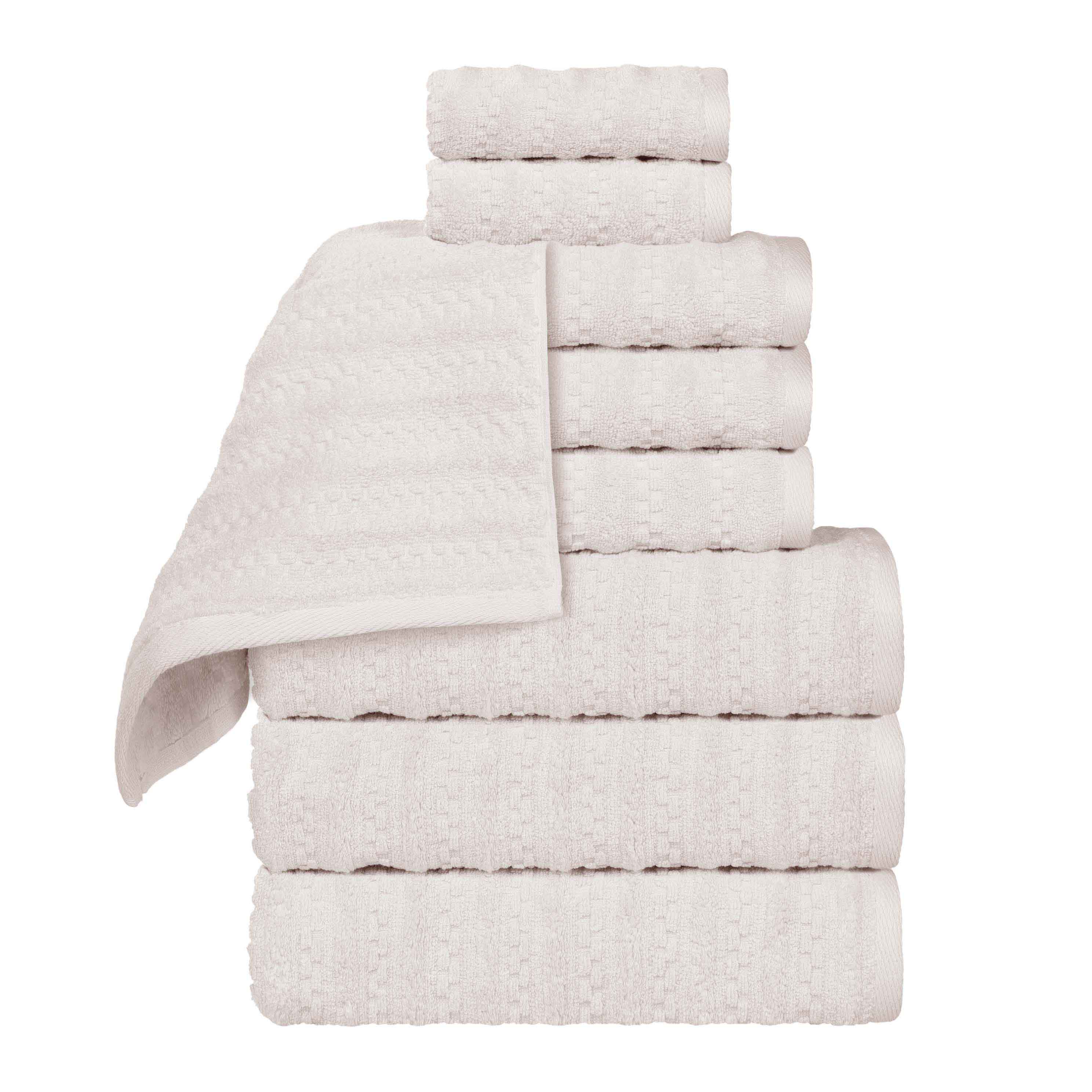 Zuma Zero Twist Cotton Medium Weight Waffle Stripes 9 Piece Towel Set - Towel Set by Superior Brand