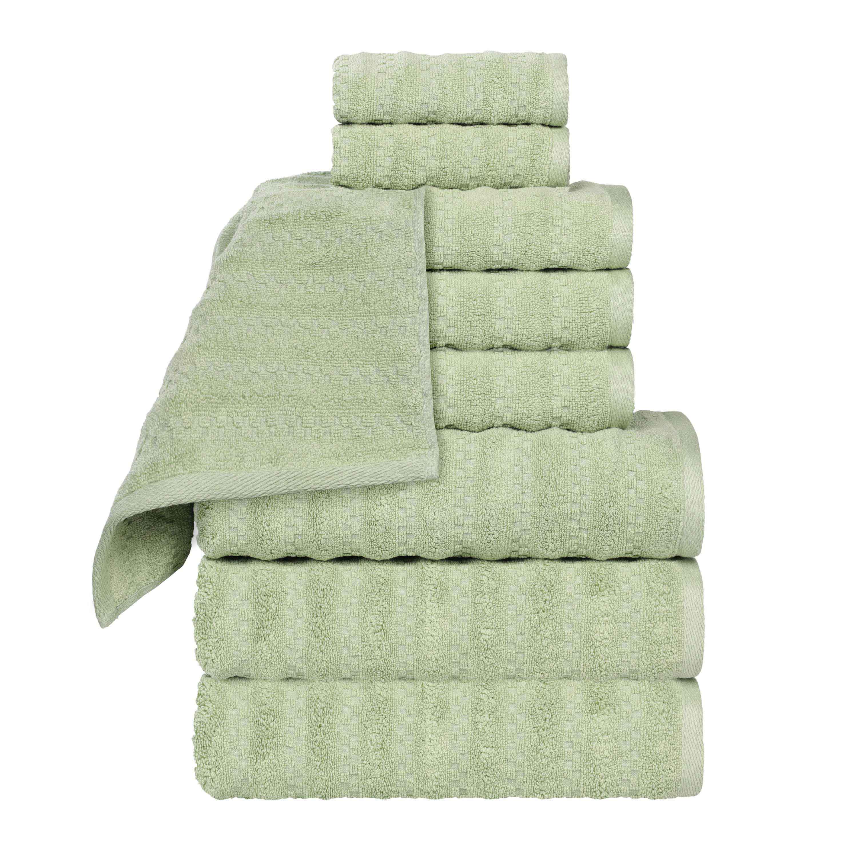 Zuma Zero Twist Cotton Medium Weight Waffle Stripes 9 Piece Towel Set - Towel Set by Superior Brand